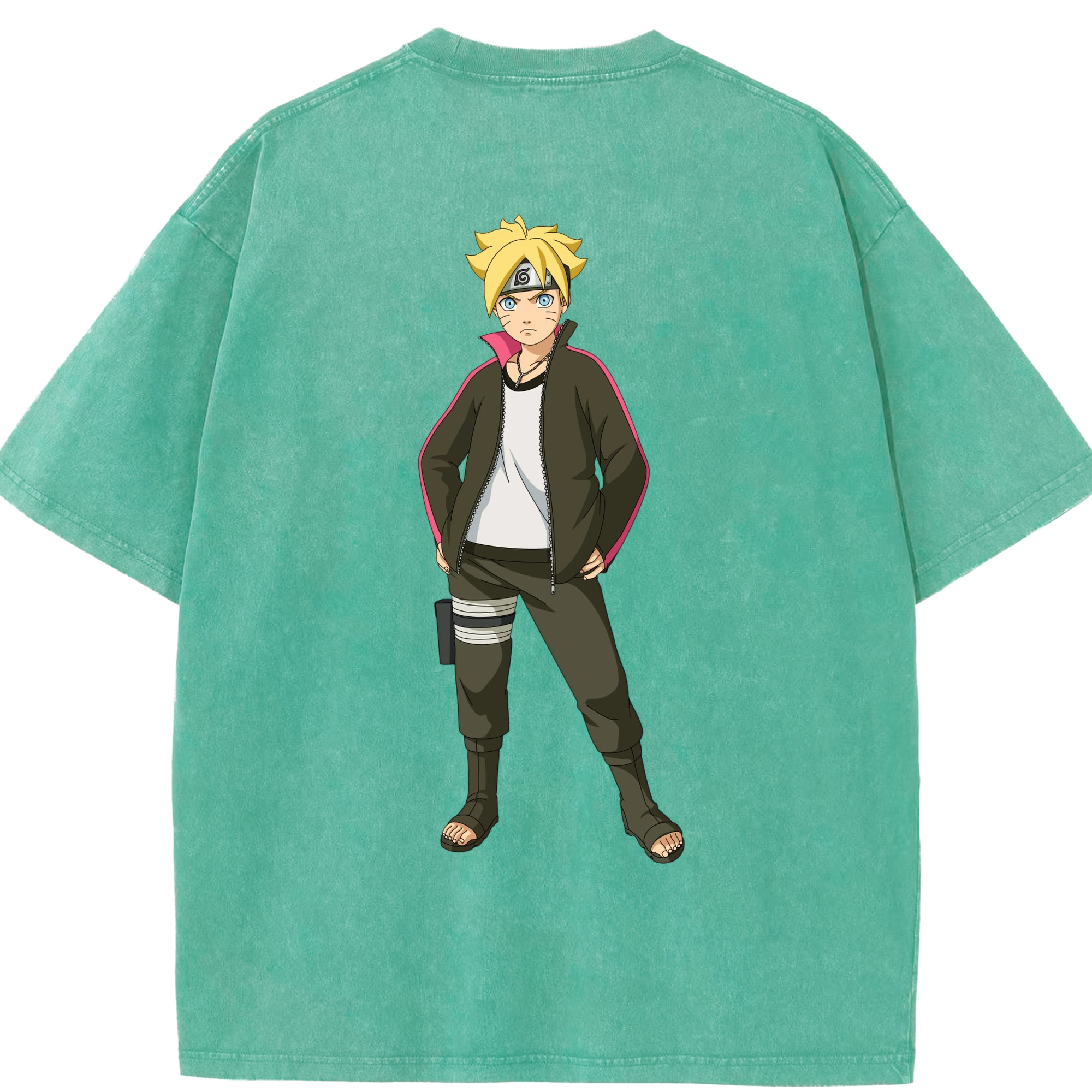 （画像用） NARUTO -ナルト- うずまき ボルト Uzumaki Boruto 綿100% ヴィンテージ風 半袖Tシャツ（背面プリント）